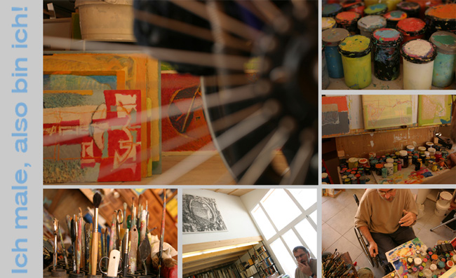 Startseitenbild: eine Collage aus mehreren Fotos von Fritz und seinen Werken
